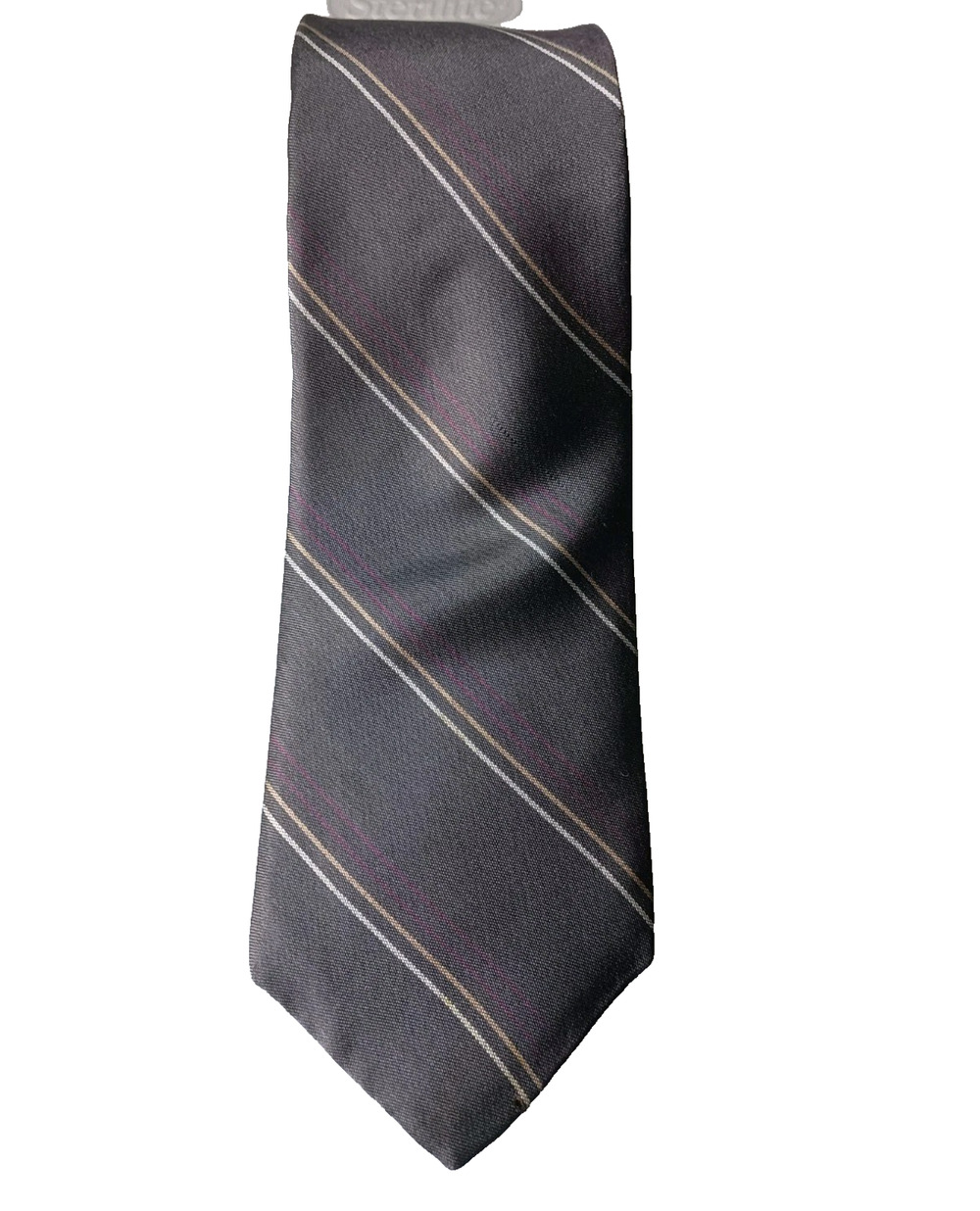 John Henry Men's Vintage Necktie Tie Navy Blue Red White Stripe Slim